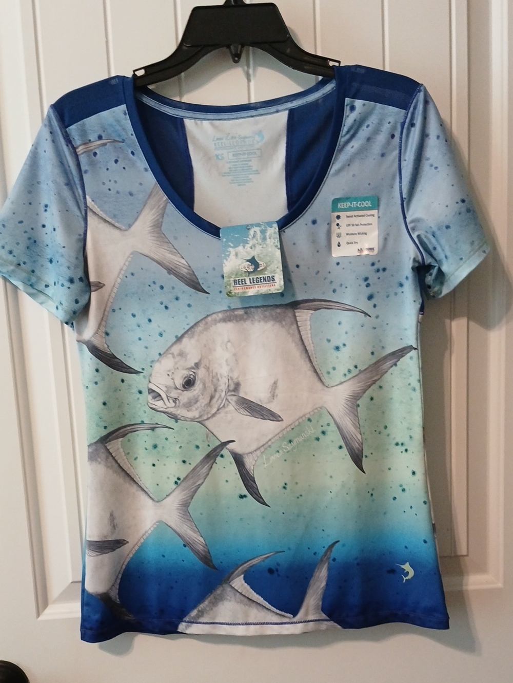 Reel Legends Keep-It-Cool Performance Tee Fish Print XS NWT
